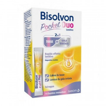 BISOLVON DUO POCKET LENITIVO SCIROPPO PER TOSSE E GOLA IRRITATA 14 BUSTINE MONODOSE