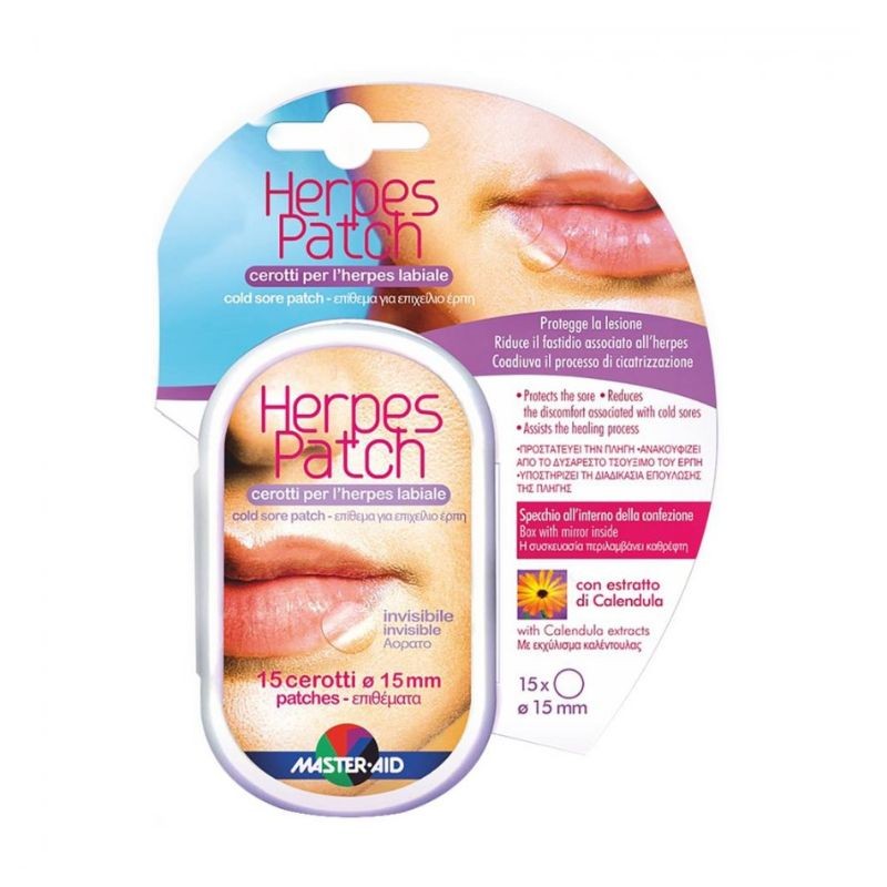 Master aid herpes patch cerotto trattamento sintomi herpes labiale 15 pezzi