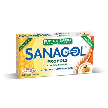 SANAGOL PROPOLI 24 CARAMELLE BALSAMICHE GUSTO ARANCIA SENZA ZUCCHERO