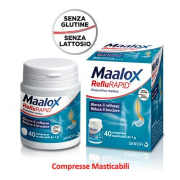 MAALOX REFLURAPID 40 COMPRESSE - BLOCCO REFLUSSO E RIDUCE BRUCIORE ACIDO