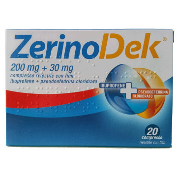 ZERINODEK 20 COMPRESSE 200 MG + 30 MG FEBBRE E RAFFREDDORE