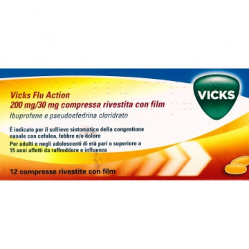 VICKS FLU ACTION RAFFREDDORE E INFLUENZA 12 COMPRESSE 200 MG/ 30 MG