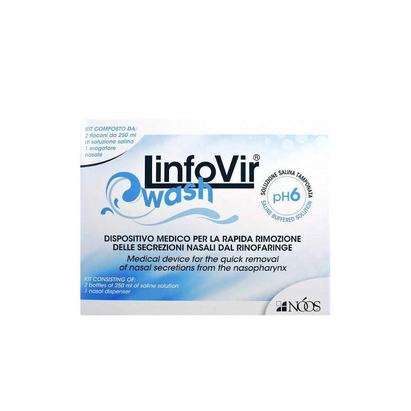 LinfoVir Wash Soluzione Salina Ipertonica Igiene Nasale 2 Flaconi da 250 ml