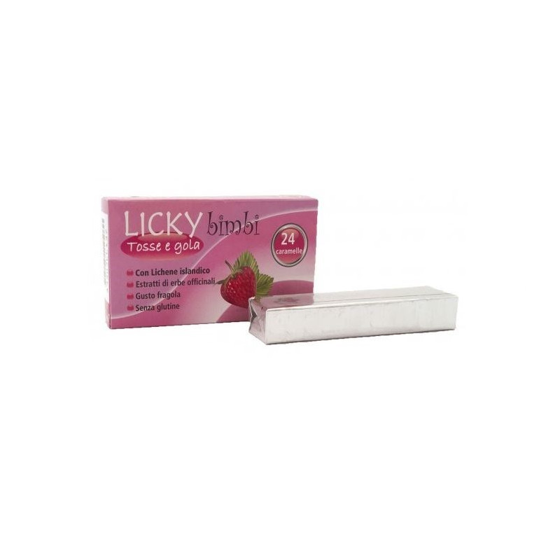 Licky bimbi tosse e gola 24 caramelle gusto fragola